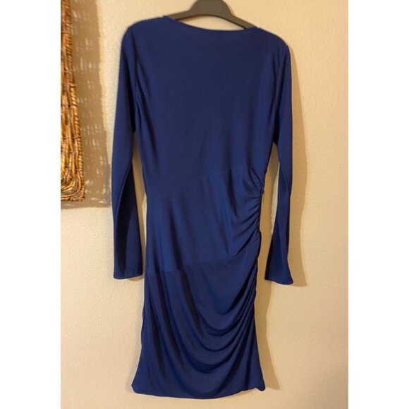 DKNYC DKNY Dress Blue M Medium 6 8 10 Long Sleeve Stretch Sheath Washable - Picture 6 of 6